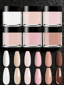 Bộ 6 bột acrylic, màu hồng nude và trắng bóng cao cấp, dùng để tự làm móng nghệ thuật, 6 màu acrylic tạo hình móng 3D, nối móng kiểu Pháp và khắc móng, bộ dụng cụ làm móng acrylic 3D chuyên nghiệp, quà tặng móng tay. - Nhiều màu - Xem 1