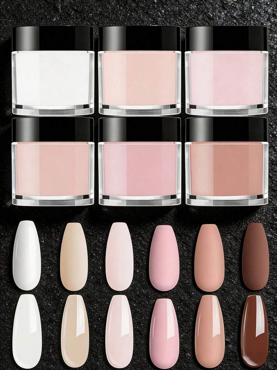 Bộ 6 bột acrylic, màu hồng nude và trắng bóng cao cấp, dùng để tự làm móng nghệ thuật, 6 màu acrylic tạo hình móng 3D, nối móng kiểu Pháp và khắc móng, bộ dụng cụ làm móng acrylic 3D chuyên nghiệp, quà tặng móng tay. - Nhiều màu - Xem 1