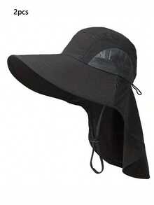 1pc Waterproof Quick Dry Wide Brim Sun Hat, Men's Breathable Hiking Sun Protection Neck Flap Fishing Cap For Summer - Multicolor - View 10