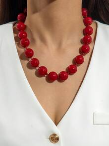 imoli 1 chiếc vòng cổ hình tròn đính hạt hình học nhiều màu sắc bằng acrylic, quà tặng dự tiệc cho nữ, trang sức ngày Valentine (Vòng tay có thể tùy chỉnh kích thước, số lượng hạt có thể khác nhau) - Nhiều màu - Xem 13