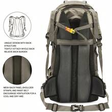 Mochila impermeable de 60L para senderismo y camping con cubierta de lluvia, mochila grande para deportes al aire libre, viajes y escalada - Verde grisáceo - Ver 7