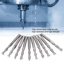 10Pcs Milling Cutter End Mill High Speed Steel 1/8in Tool Set Kit for Plastic Wood - Plateado - Ver 6