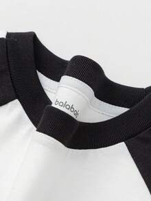 Balabala Unisex Kids Long Sleeve Crewneck T-Shirt, Breathable Cotton Feel, Easy Match - Black and White - View 3