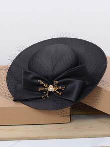 Mũ đội đầu thanh lịch dành cho nữ đi nhà thờ, có nơ trắng, thích hợp cho các buổi tiệc, tiệc chiêu đãi, trang trí, chụp ảnh cưới. - 1194 - Xem 7