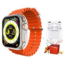 Reloj inteligente con auriculares bluetooth incluido unisex multifuncional perfecto para regalo paquete reloj inteligente con auriculares conexion bluetooth llamadas manos libres musica control notificaciones monitoreo actividad fisica resistente agua diseno elegante y practico - Naranja - Ver 2