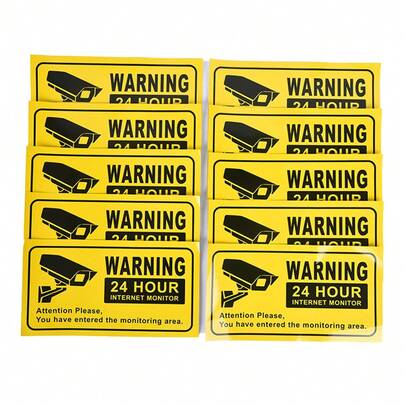 1/10Pcs CCTV Security 24 Hour Video Surveillance Sign Camera Warning Car Stickers