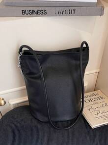 Retro Bucket Handbag For Women, New Fashion Versatile Tote Shoulder Bag, Large Capacity, Stylish Underarm Bag - Black - View 6