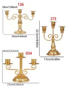 1pc/Set Vintage 3-Arm Metal Candle Holder, Simple Creative Forged Candle Stand, Suitable For Wedding, Family Gathering, Party, Proposal Ceremony And Dining Table Decor, Can Be Used As Centerpiece Or Candle Holder Decoration, Ramadan Decor, Eid Al-Fitr Gift, Ramadan Decoration - Multicolor - View 6