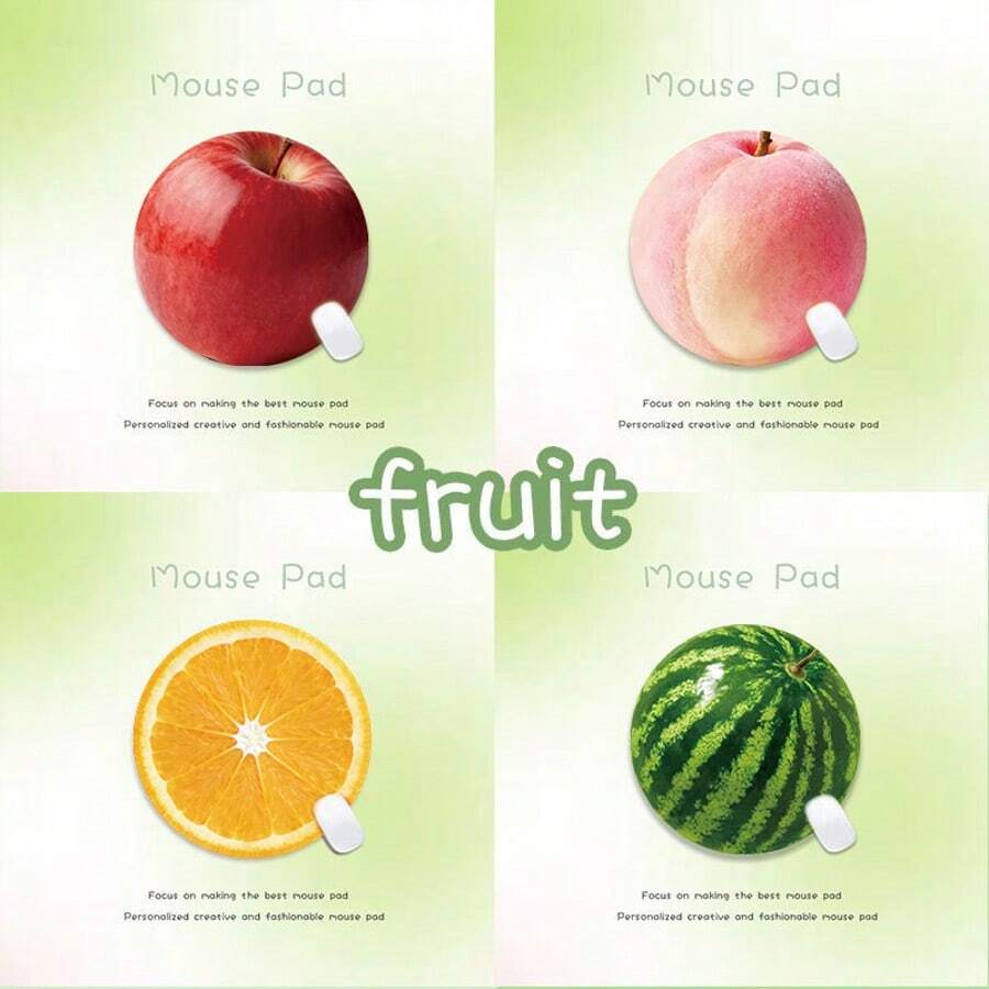 创意可爱防滑圆形水果主题鼠标垫 - 适用于卧室、客厅、书桌装饰和办公电脑使用 - 彩色 - 查看 1