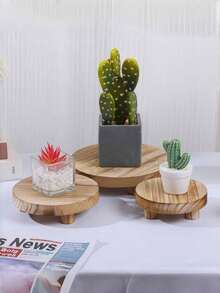 1 pièce/set Plateau rond en bois, support de bougie en bois multifonction, plateau à fruits de cuisine, plateau de rangement pour salle de bain - 1 pièces - Voir 4
