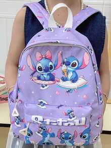 "Lilo & Stitch" Women's & Teens' Backpack - Fashionable Floral & Ice Cream Pattern Backpack - Large Capacity Travel/Daily Use Backpack With Multiple Pockets - Stylish Student Backpack With Adjustable Straps - Official Licensed Merchandise - Multicolor - View 5