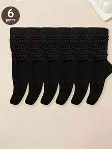 3/6双装中筒情侣保暖袜 - 透气纯色叠层长袜，四季皆宜，休闲风格设计，经久耐穿，长袜必备，适合作为圣诞节/情人节/情侣礼物，时尚百搭 - 彩色 - 查看 18