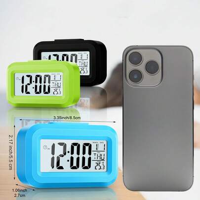 Desk Alarm Clock, Student Desk Intelligent Nightlight Digital Alarm Clock, Mini Smart Bedside Clock