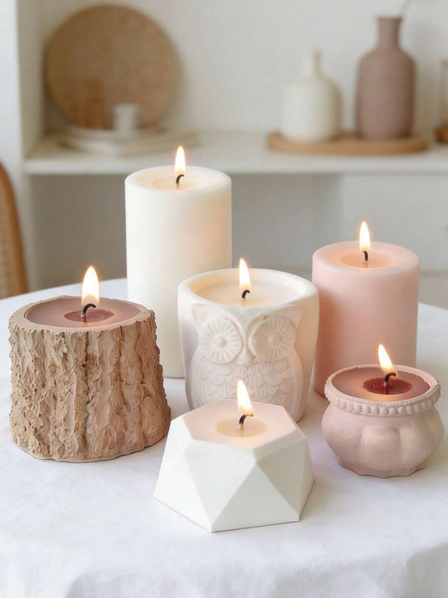 1pc Geometric Flower Pot & Candle Holder 2-In-1 Silicone Mold - Easy Release Reusable For Resin/Cement/Plaster, Home Decor DIY Gift For Valentine's Day/Mother's Day/Christmas - White - View 1