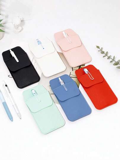 1pc Durable And Portable PU Leather Pocket Pencil Case, Suitable For Doctors And Nurses. Multifunctional, Leak-Proof, And Minimalist Design. Back-To-School Essential. Also Suitable For Stationery, Pencil Cases, And School Bags.