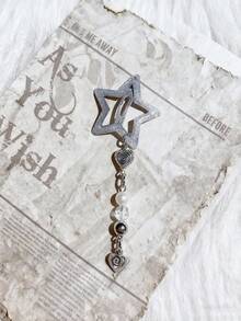 2件套星形、心形和漩涡流苏装饰发夹及链条发饰，爪夹，发卡，发夹，头饰 - 銀色 - 查看 2