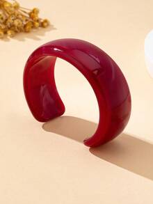 Women's Bracelet Set, Fashionable Asymmetrical Geometric Open Bangle Bracelet Set, Suitable For Daily Wear - Rose Red, Green, Silver - View 5