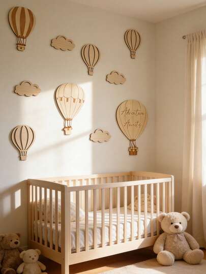 Hot Air Balloon & Cloud Wall Decor, Boho Style, Nursery Decoration, Newborn Party Supplies, Suitable For Bedroom, Classroom, Playroom Wall Decor, Room Accessories