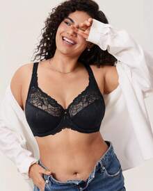 DELIMIRA Women's Plus Size Full Coverage Underwire Unlined Minimizer Lace Bra - White - View 1