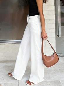 NVFelix Women'S Loose Straight Leg Jeans Retro Elegant And Fashionable Y2k Street Style Winter Thanksgiving New Year White New Style - White - View 5