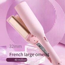 32毫米三管卷发棒，可调节温度陶瓷美发造型工具 - 粉色 - 查看 6