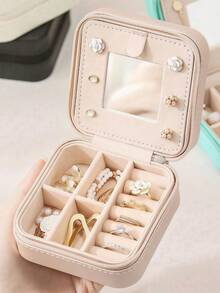 Étui à bijoux mini, organisateur de bijoux avec fermeture éclair, boîtes à bijoux, boucles d'oreilles, collier, bague, boîte de rangement de bijoux portable, cadeaux pour femmes, filles, petites amies, rentrée scolaire, essentiels de voyage, plage, vacances d'été - Multicolore - Voir 2