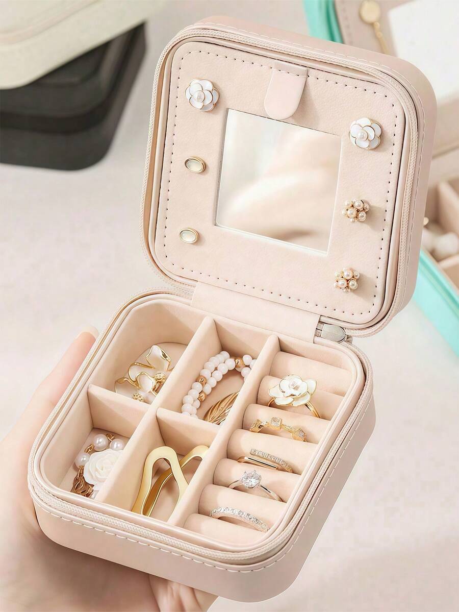 Étui à bijoux mini, organisateur de bijoux avec fermeture éclair, boîtes à bijoux, boucles d'oreilles, collier, bague, boîte de rangement de bijoux portable, cadeaux pour femmes, filles, petites amies, rentrée scolaire, essentiels de voyage, plage, vacances d'été