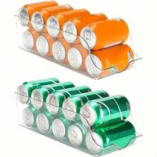 Awaoko 1pc Transparent Refrigerator Storage Box - Space-Saving Stackable Container For Soda, Cans, Sparkling Water, Energy Drinks - Durable Acrylic Material, Suitable For Refrigerator, Freezer, Food Cabinet, Kitchen, Countertop - Essential For Home, Office, Party, Fridge Organization And Storage, Slanted Design, Portable, Easy To Clean - Multicolor - View 8