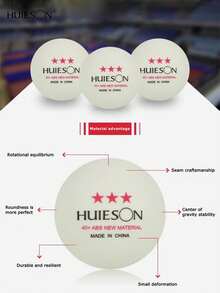HUIESON 40+ABS Three Stars Table Tennis Ball, High Elasticity, , Multi-Ball Training Table Tennis Ball