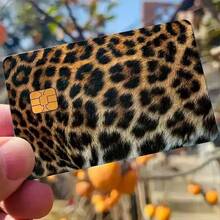2pcs/1pc Faux Leopard Print Credit Card Stickers, Makeup Blogger Same Style, High-End DIY Stickers For ID Cards, Campus Cards, Credit Cards, Back To School Essential