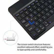 New High-End Wireless Keyboard With Attractive Colors And Multiple Color Options, Fingerprint-Resistant, Silent And Anti-Spill Keys, Keycaps Enlarged By 27%, And Performance Improved By 65%. It Offers Instant Device Pairing With No Delay, Long-Lasting Rechargeable Battery, And Compatibility With IOS, Android, And Windows Systems. Supports Smartphones, Tablets, And Laptops, Capable Of Connecting To Three Devices Simultaneously With One-Key Switching. Perfect For Both Entertainment And Office Use - Black - View 3