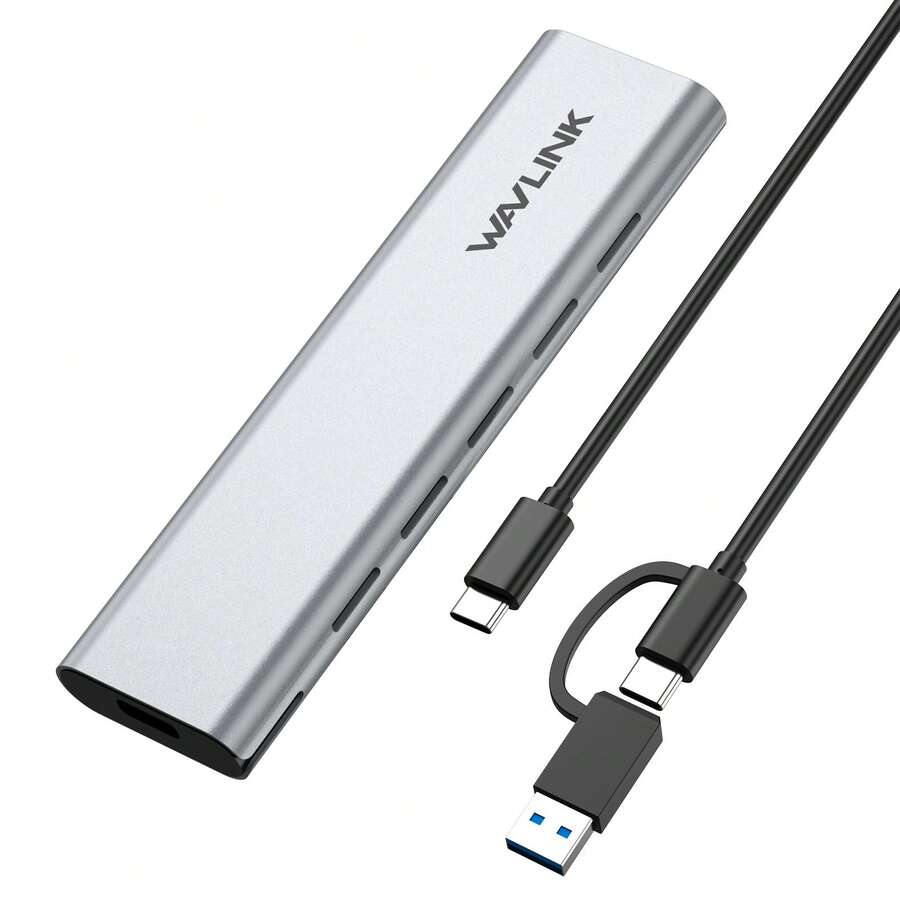 M.2 NVMe And SATA SSD Enclosure,USB 3.1 Gen 2(10Gbps) To NVMe PCI-E And SATA SSD Case Aluminum,Supports UASP Trim For M-Key/B+M Key SSDs 2230/2242/2260/2280 (Up To 8TB) - Light Grey - View 1