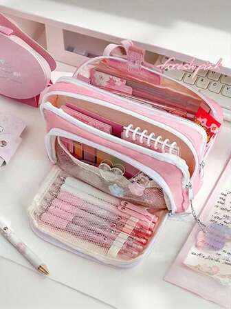 1ชิ้น กล่องดินสอ/กระเป๋าเก็บของลายมาการองขนาดใหญ่, กระเป๋าเครื่องเขียนสไตล์ INS, กล่องดินสอ/กระเป๋าเก็บของแบบพกพา, กระเป๋าเครื่องสำอาง, เหมาะสำหรับวัยรุ่น สำนักงาน & อุปกรณ์การเรียน, สิ่งจำเป็นสำหรับการกลับไปโรงเรียน, กล่องดินสอ/กระเป๋าเป้