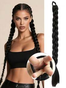 1pc Long Braided Wig, Fashion Synthetic Braided Ponytail For Women - Multicolor - View 1