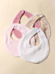 4件/套 糖果色棉纱布可爱婴儿围兜，适合日常使用 - 彩色 - 查看 1