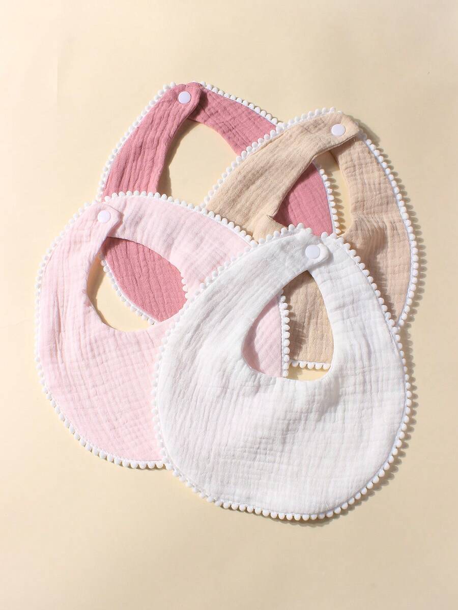 4件/套 糖果色棉纱布可爱婴儿围兜，适合日常使用 - 彩色 - 查看 1