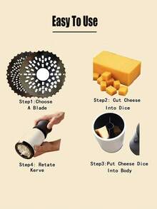 1件装不锈钢马苏里拉奶酪研磨器手持式研磨器奶酪研磨器奶酪切碎器奶酪巧克力研磨器厨房小工具DIY黄油食品研磨器 - 彩色 - 查看 4