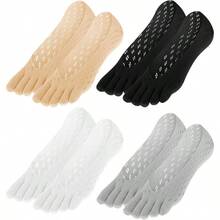 4 Pairs Ortho Toe, Bunion Toe Alignment Socks Toe Sock Women No Show Low Cut Five Finger Sock Women Men Full Toe Yoga Sock - initial - 查看 1