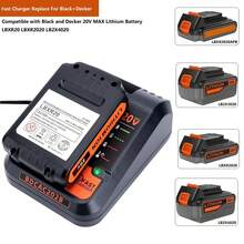 BDCAC202B 2.5A 充电器兼容 Black & Decker 12V MAX 和 20V 电池 LBXR20 LBXR2020 LBX4020 LBX20 LBD1520S，兼容 Black & Decker 20V MAX 锂电池充电器 - 黑色 - 查看 8