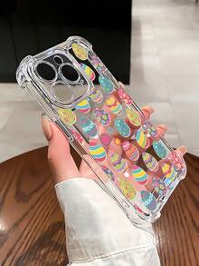 Funda para teléfono con diseño de huevos de Pascua, compatible con iPhone 16, 15, 14 Pro Max, 13, 12, 11, XR y XS Plus. Fabricada en silicona TPU, ofrece protección contra golpes y caídas, además de una excelente sensación al tacto. Es el regalo ideal para familiares, amigos y seres queridos. - transparente - Ver 3