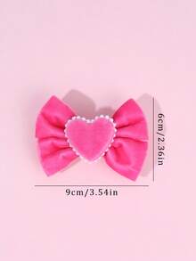 2个情人节粉色天鹅绒蝴蝶结发夹，适合女孩和青少年，鳄鱼夹甜美可爱蝴蝶结发饰，情人节约会蝴蝶结发卡，女士情人节发饰，爪夹，发夹，情人节配饰礼物，情人节配饰 - 粉色 - 查看 6