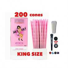 RAW Juicy Lucy PINK Prerolled Cone KING Size 200PK MADE IN FRANCE+Tube+Gl<Wbr/> Tip - 如圖所示 - 查看 1