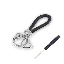 1个闪亮水钻装饰汽车钥匙扣，360度旋转通用钥匙扣，编织款，适用于所有车型，情人节礼物