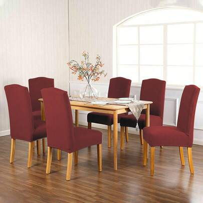 6 Pzs Fundas para Sillas Comedor Elásticas Universales Lavables Antipolvo Cubre Sillas para Cocina Sala Hotel Eventos