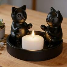 1pc Cute Cat Candle Holder, Small Cat Candle Holder, Creates Warm Atmosphere, Desktop Craft Decor, Kitty Figurine, Home Decor For Living Room/Bedroom/Study, Decorative Candle Holder [Candles Not Included]