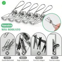 100 Pinzas de Acero Inoxidable para Colgar RopaPinzas Metálicas de 5.6 cm Broches para Ropa Resistentes y Multiusos para Tendederos Toallas Calcetines Fotos y Bolsas de Refrigerio - 50 - Ver 6