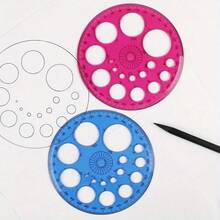 1pc Full Circle Protractor Colorful Round Template Ruler, Transparent Blue Version - Essential DIY Craft Tool, 360 Degree Rotating Circular Ruler With Circle And Degree Markings, Suitable For Painting, Quilting, Office And School Supplies - Special Edition Full Circle Protractor Colorful Round Template Ruler, Diameter 4.55 Inches Sewing Ruler - Multicolor - View 5
