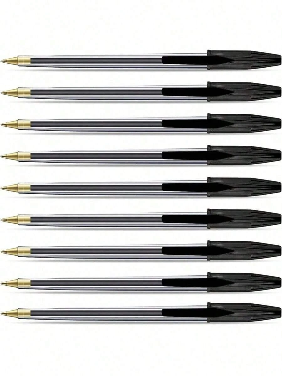 10/20/50pcs Black Medium Point Ballpoint Pens - Medium Tip, Smooth Writing - Professional Quality, Suitable For Home, Office And School Use. Christmas Gift Box Set Ideal As Office & Classroom Supplies, Holiday Stationery Gifts, And Back-To-School Presents. - Multicolor - View 1