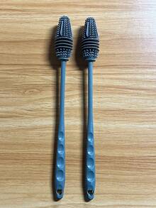 1pc/2pcs Silicone Extendable Rotary Bottle Brush - Ergonomic Non-Slip Handle, Long Reach Design, Removes Tea Stains, Rigid Silicone Material, Suitable For Narrow Spaces, Applicable For Kitchen, Water Bottles, Cans And Hard To Reach Areas - Multi-Functional Cleaning Tool, Practical Kitchen Accessory, Sturdy Cleaning Brush, Rotary Cup Brush, For Cleaning Bottles And Jars, New Year Gift, Gift For Friends - Grey - View 10