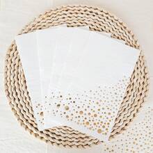 20张/40张/100张金色箔纸餐巾，白色和金色波点图案，一次性手巾，金属质感餐巾纸，适用于婚礼、婴儿派对、新娘送礼会、浴室派对用品 - 白色金點 - 查看 3